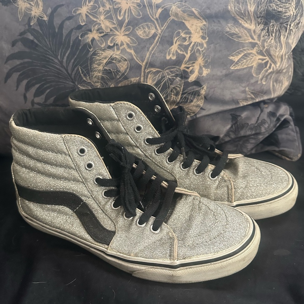 Sparkle Silver Vans Ska8-Hi Shoes